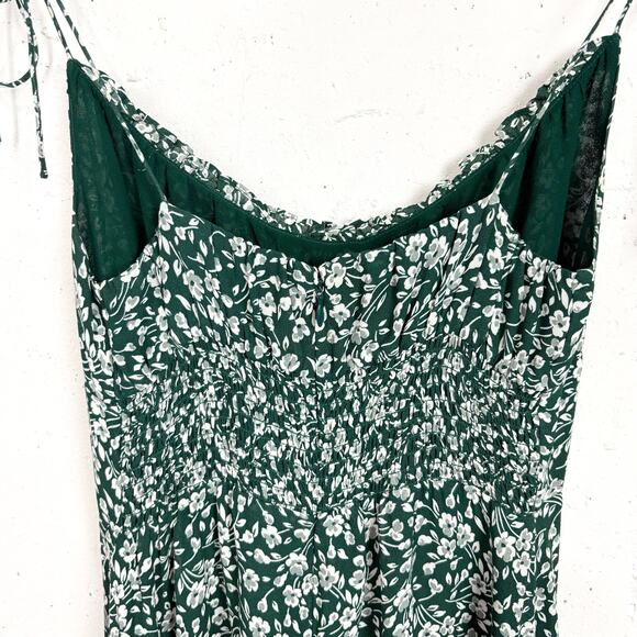 Reformation Esther Green Floral Mini Dress Ruffle Scoop Neck Adjustable Straps 0 - Picture 12 of 14